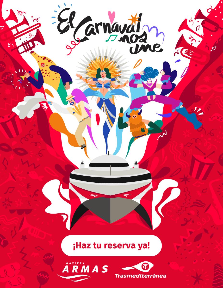 Armas Trasmediterránea facilita la conexión directa entre Santa Cruz de Tenerife y Las Palmas de Gran Canaria durante los carnavales