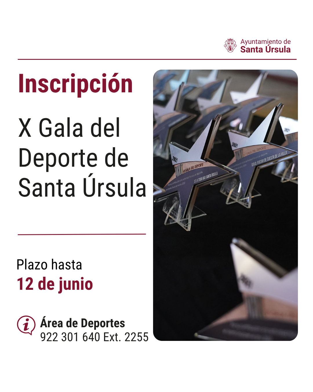 El Ayuntamiento de Santa Úrsula abre el plazo de inscripción para participar en la X Gala del Deporte